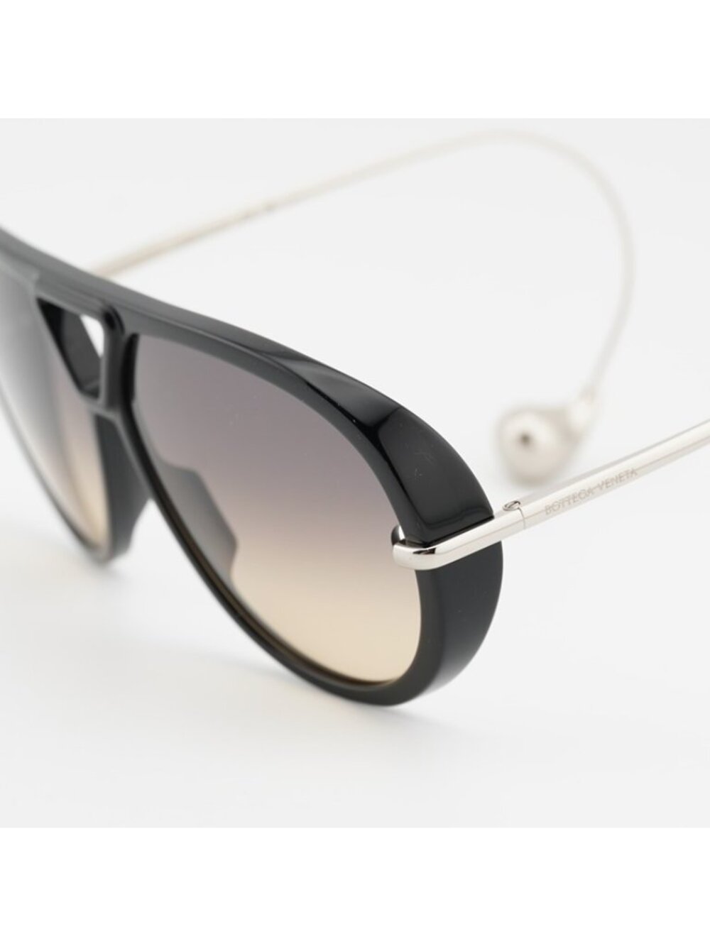 Bottega Veneta BV1273S 010 Sunglasses Black/Silver Geometric Frame, Brown - Picture 8 of 11